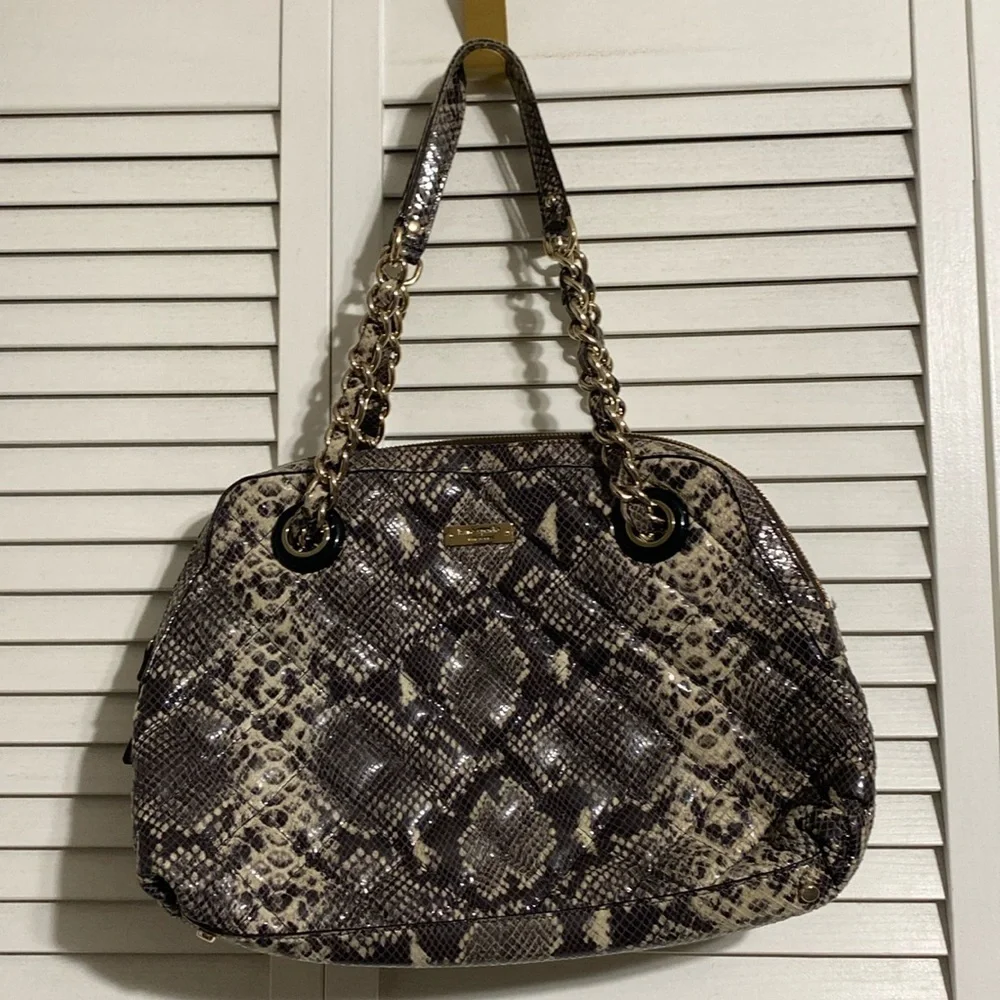 Kate Spade Gold Coast Georgina Snakeskin Quilted Chain Strap